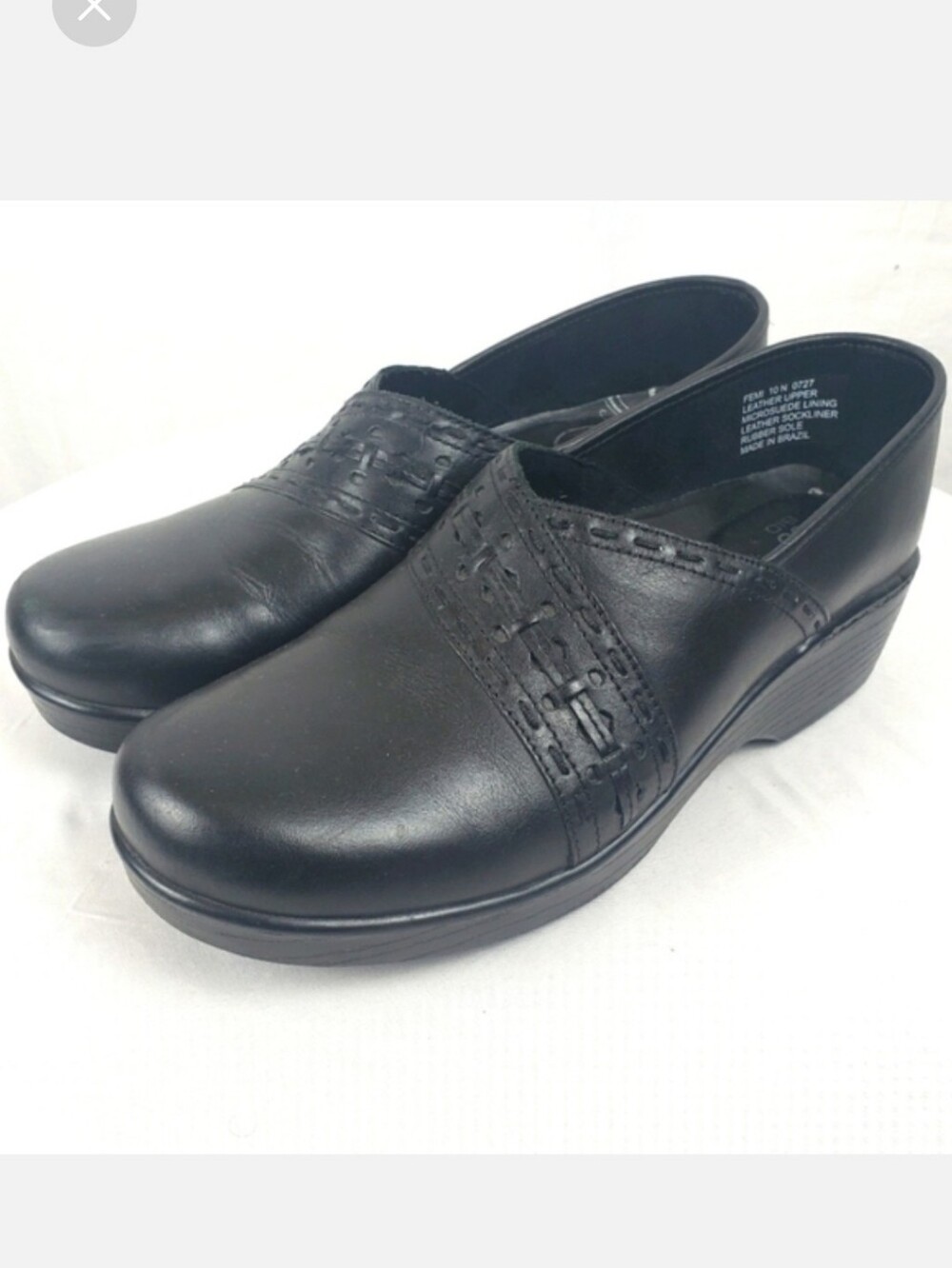 ABEO Women's Black Leather Clogs Shoes Nursing Sz 10N
